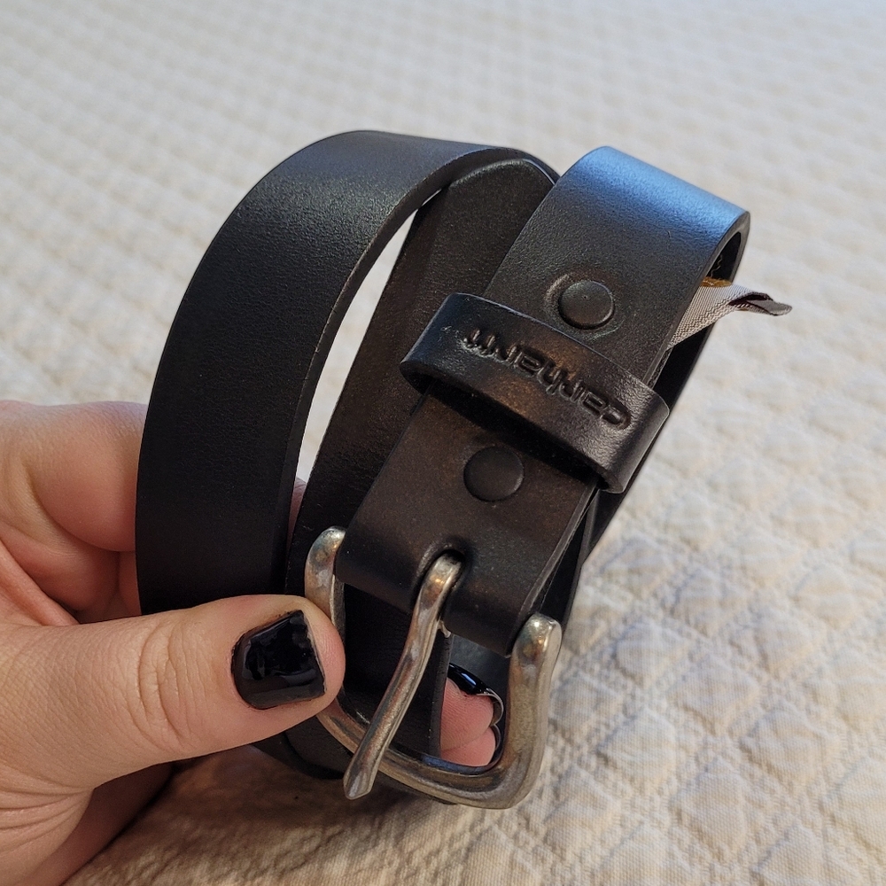 Carhartt Belt Black Genuine Leather Silver Hardware Men 22/24 4254-30 Classic